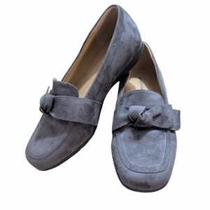 Comfortview Gray Suede Bow Detail Loafers, Size 8.5